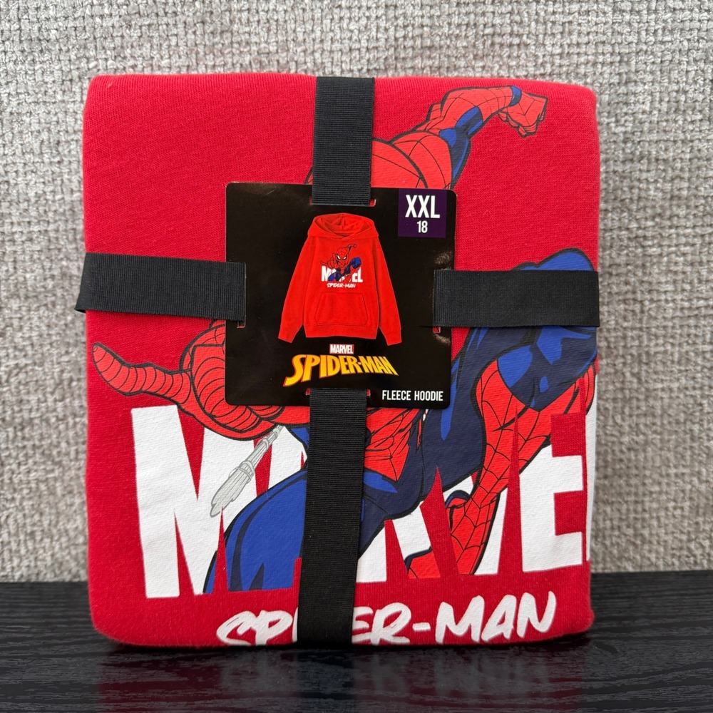 Marvel Spider-Man Kids‎ Size 18 (XXL) Fleece Hoodie Red Graphic Pullover New